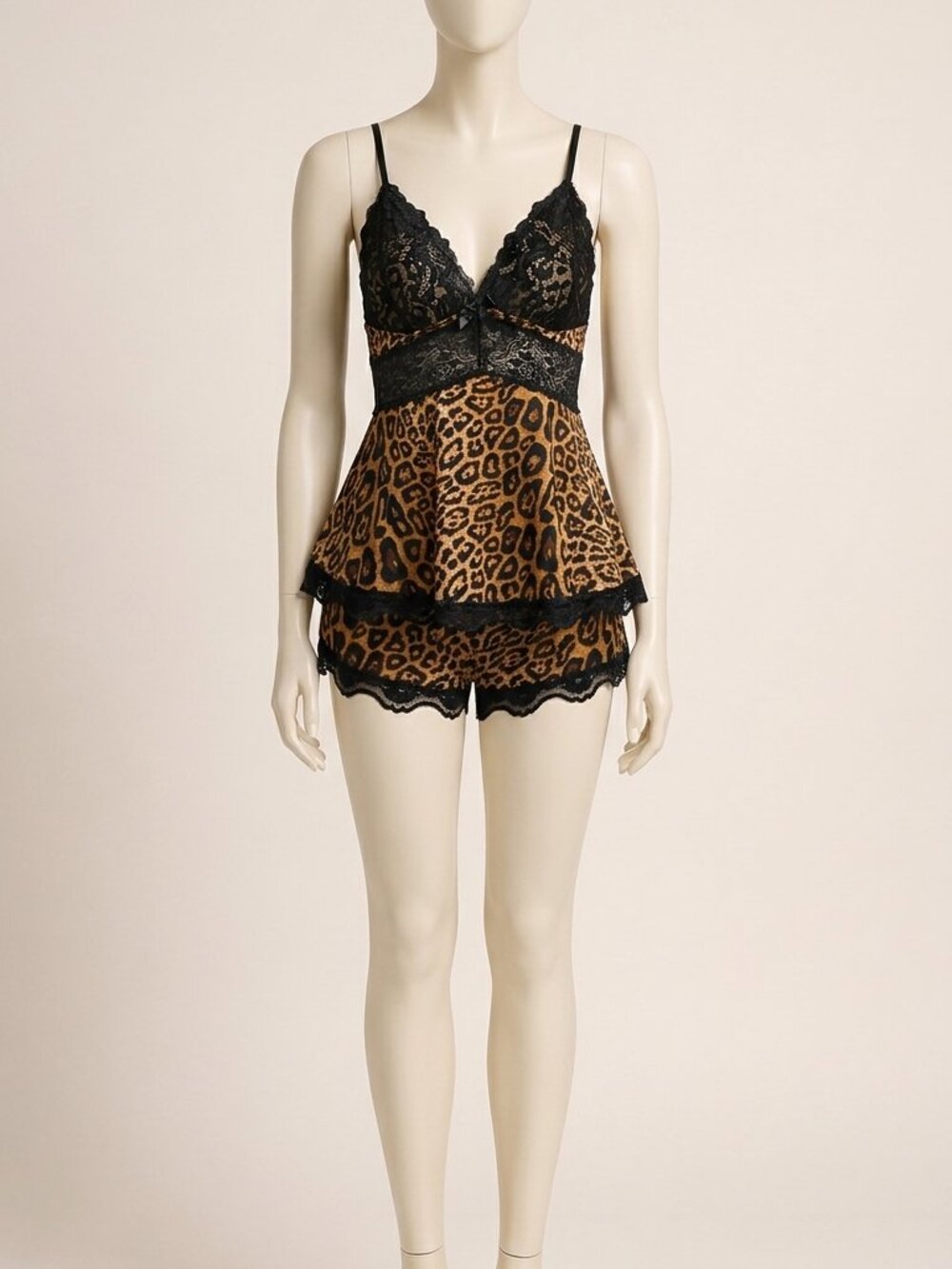 Avidlove Leopard Black Lace Camisole Pajama Set Size M New Sealed